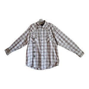 ROPER Men's XL Western Shirt Pearl Snaps Pockets Long Sleeve Cotton Chest 48"